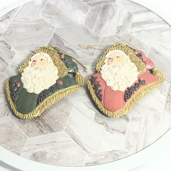 Source Unknown Other - Set Of 2 Santa Pillow Christmas Ornaments Red Green 4.5”